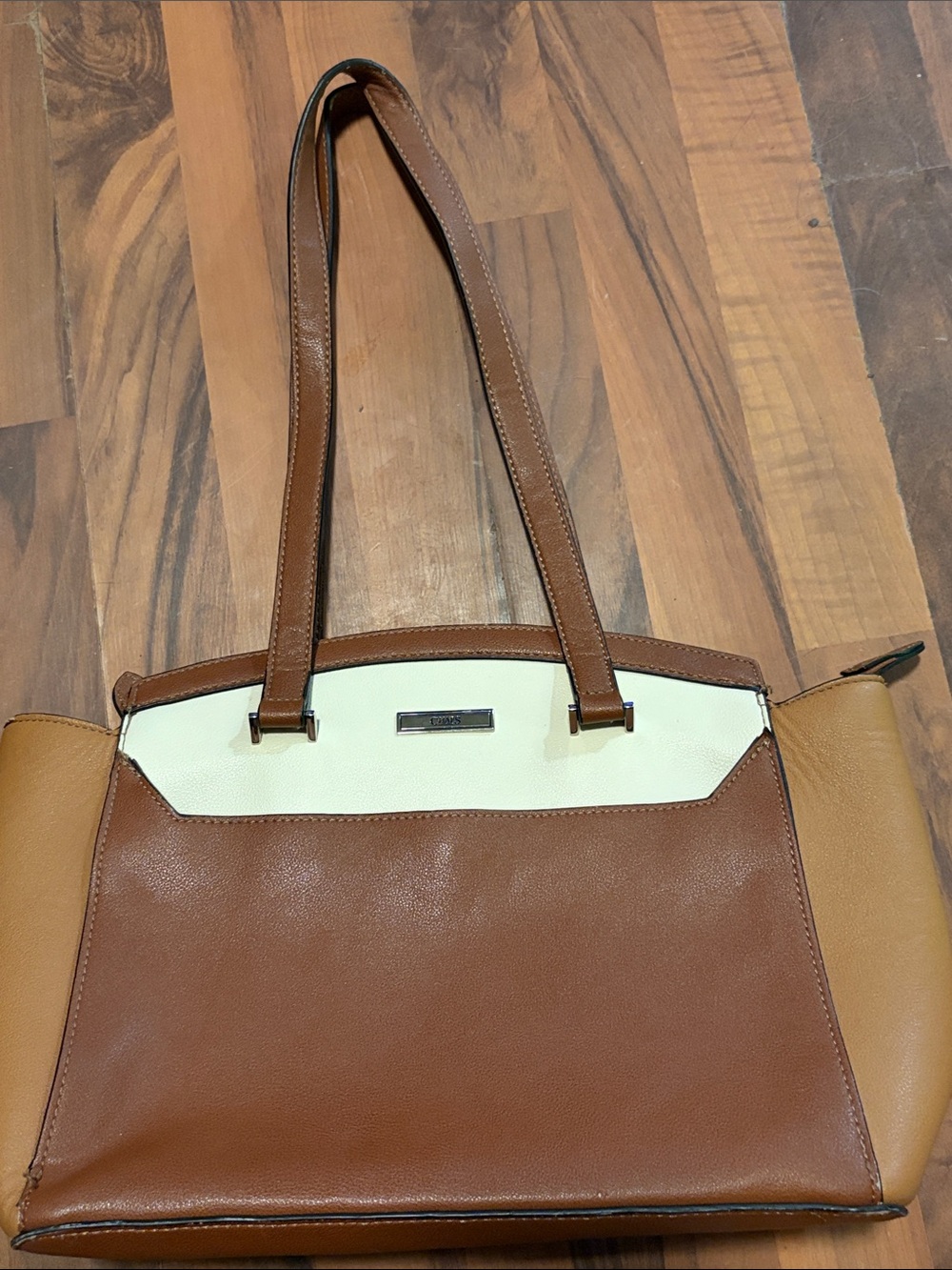 Chaps Two-Tone Brown, Tan and Cream Tote